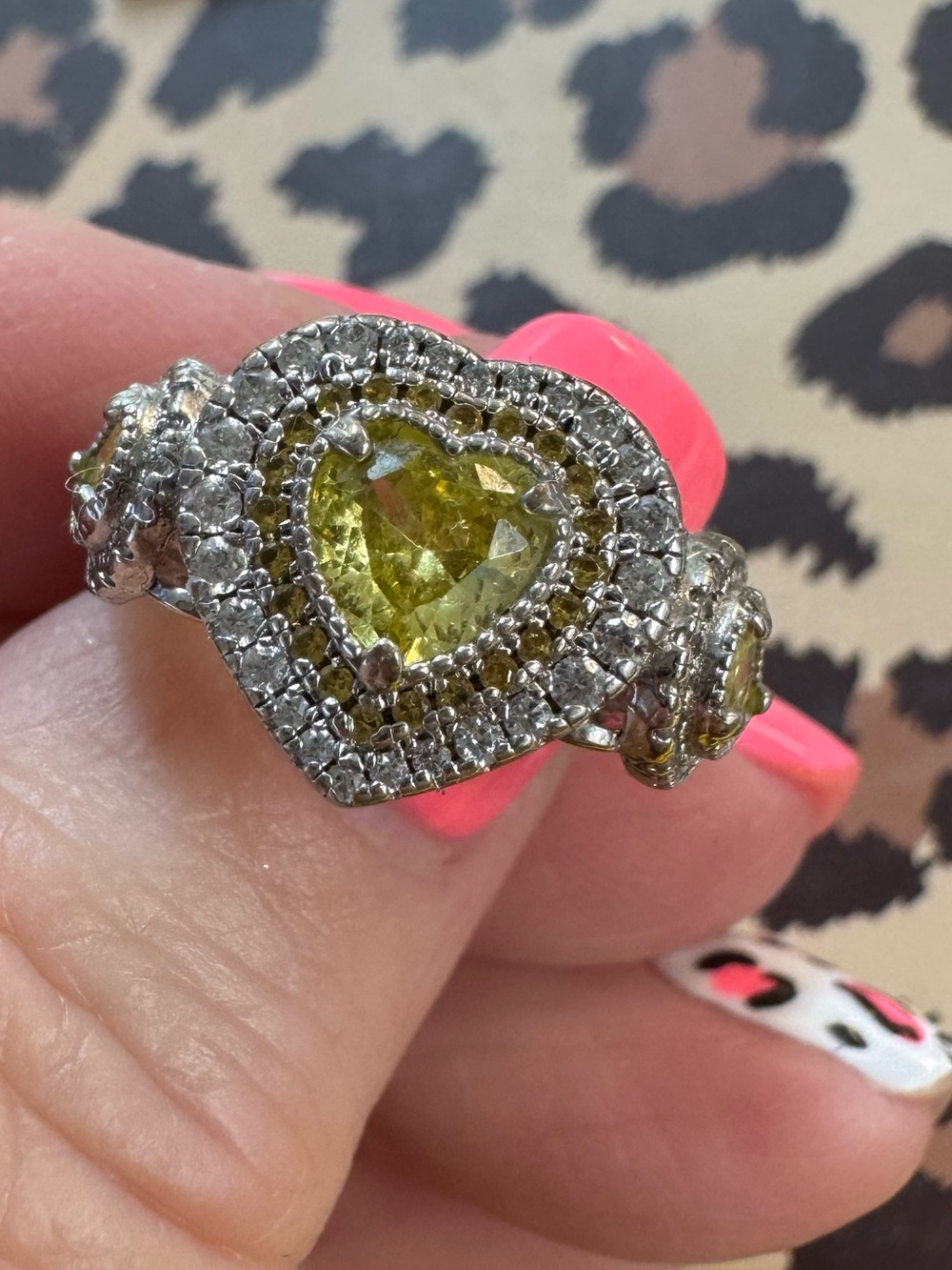 Sterling Silver Heart Halo Yellow Sapphire Ring - Unbranded Women's Jewelry